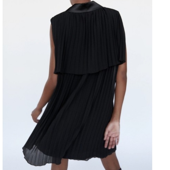 NWT ZARA Black Pleated Wrap Dress - Picture 5 of 5